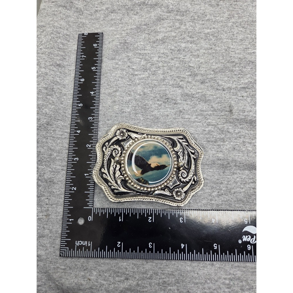 Large Filigree Southwestern Bald Eagle Resin Americana Western Belt Buckle - Picture 7 of 10